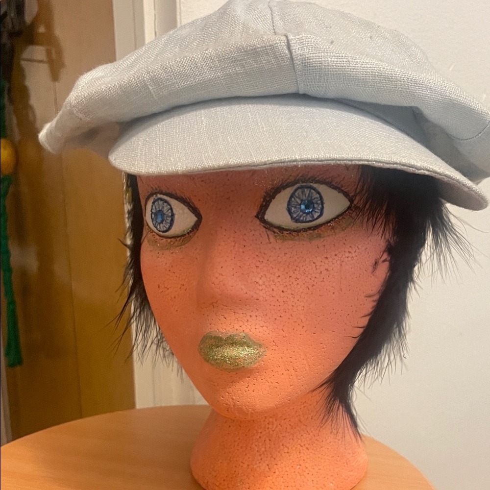 Lord & Taylor Light Blue Women's Linen hat - newsboy cap.